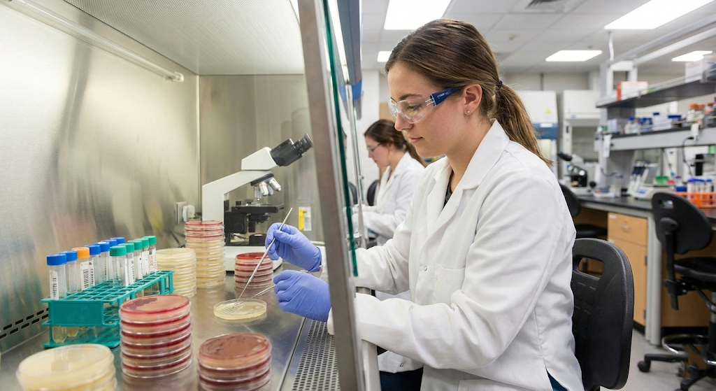 microbiology student in the lab