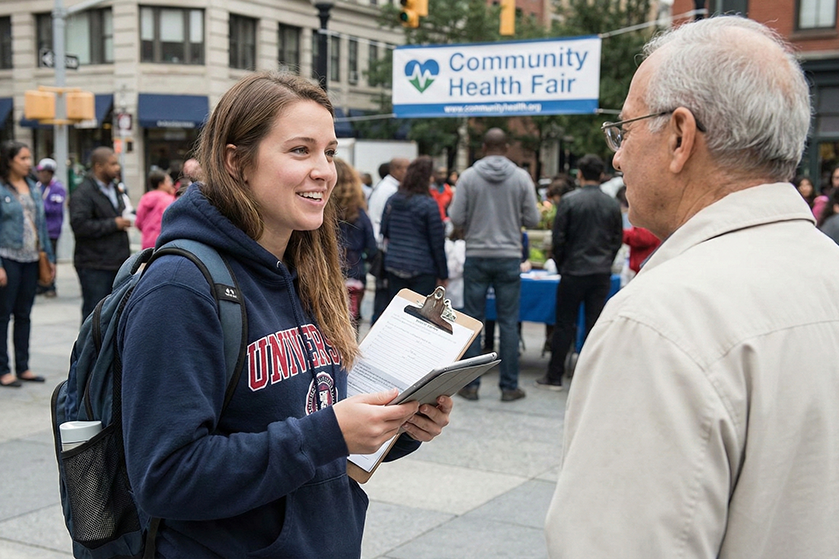 public health student in the field